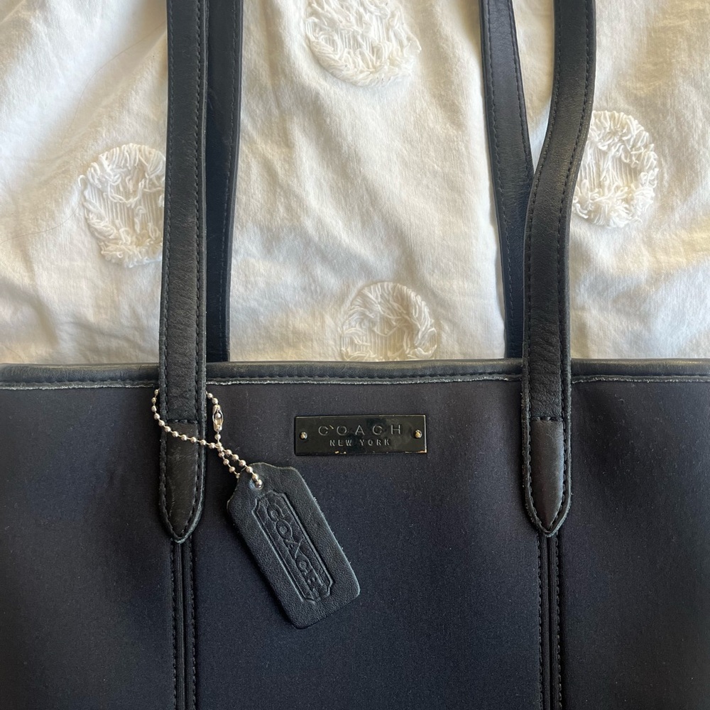 Vintage Coach Black Leather Tote Bag